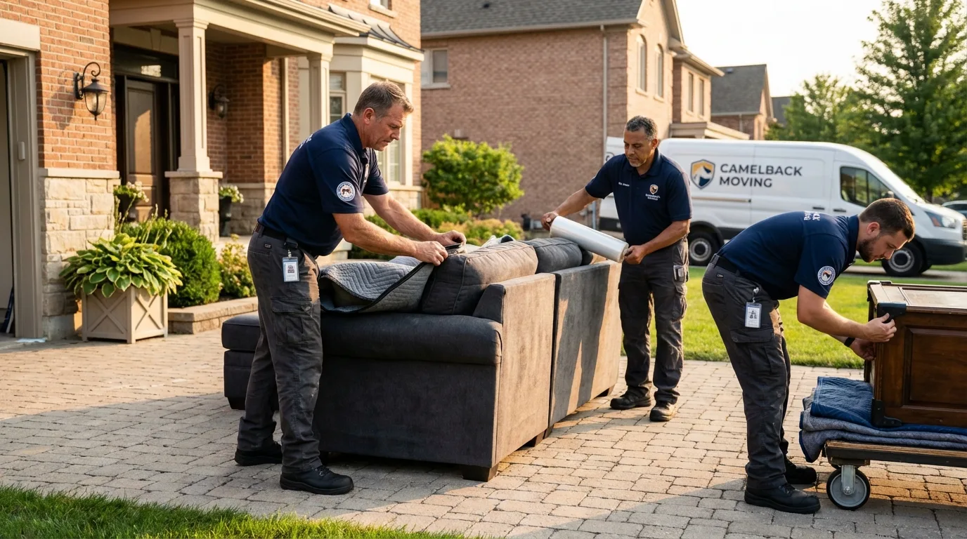 Large estate moving crew wrapping furniture in Elberton, GA